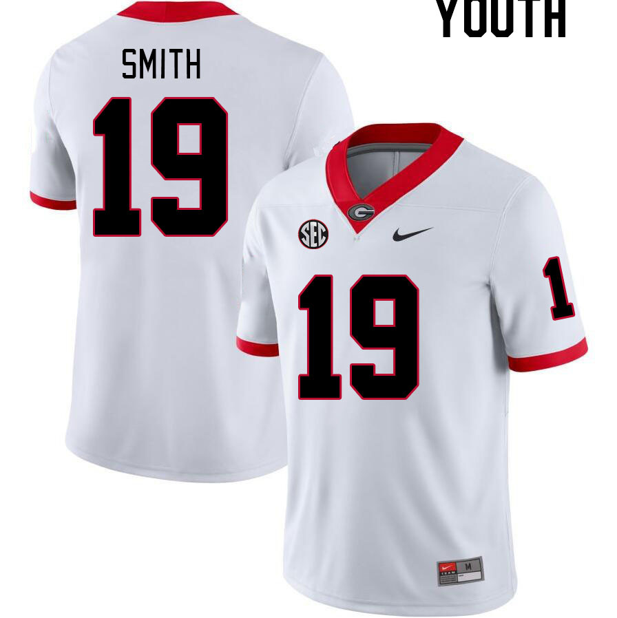 Youth #19 Darris Smith Georgia Bulldogs College Football Jerseys Stitched-White - Click Image to Close
